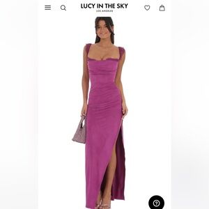 Lucy in The Sky Suede Draped Maxi Dress